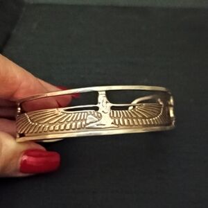 Egyptian Goddess Isis Sterling Silver Cuff Bracelet